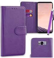 Purple Flip Wallet Case Cover For Samsung Galaxy S8